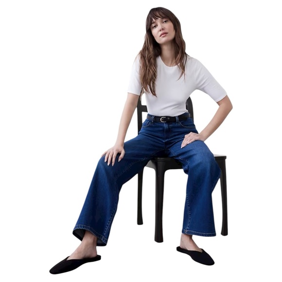 BANANA REPUBLIC High-Rise Wide Leg Denim Jean dark wash, size 25P petite NWOT - Picture 3 of 8
